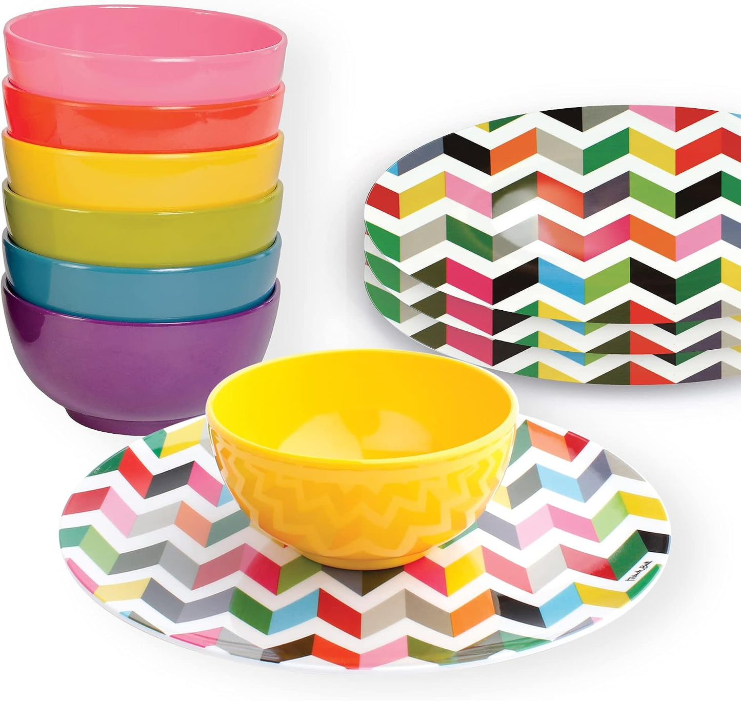 Set 4 platos ensalada melamina 9pulg interiores exteriores