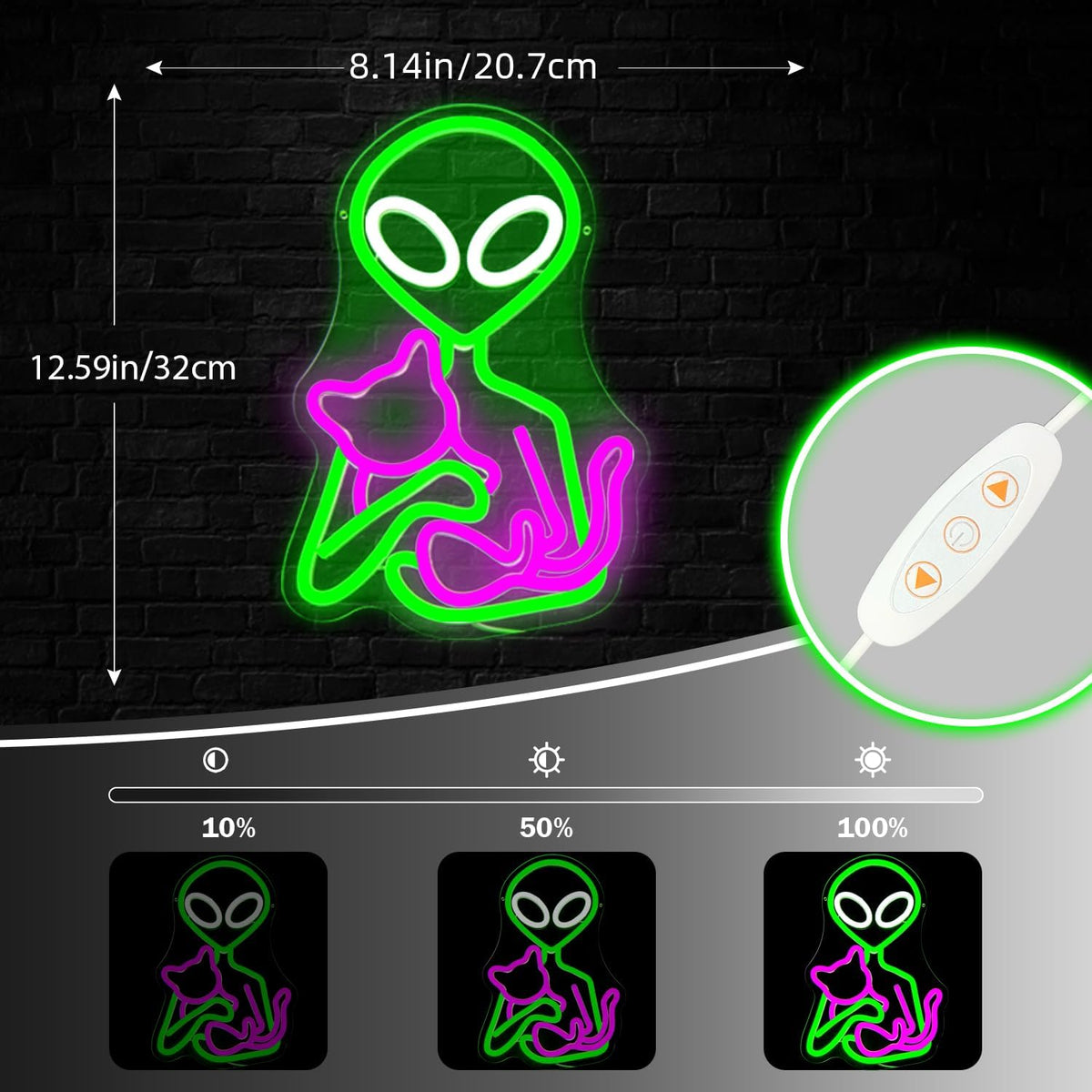 Letrero neón alienígena gato para fiesta