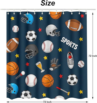 Cortina ducha deportiva 72x72pulg con ganchos impermeable