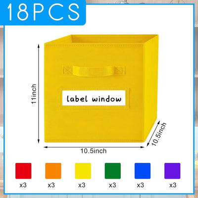 18 Cestas Plegables Tela 11" Color Escolar con Etiqueta