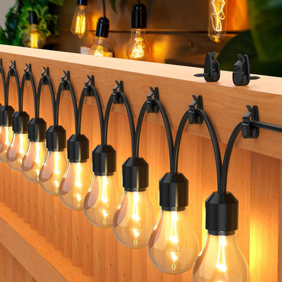 Clips cadena luces exteriores ganchos resistentes negro