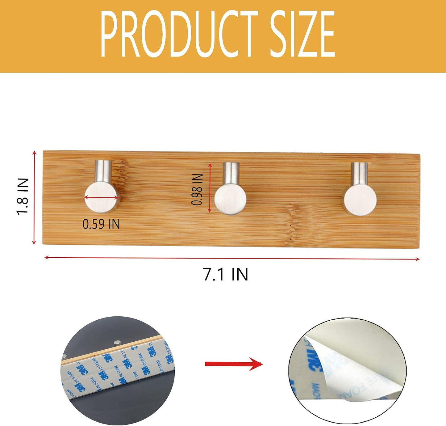 Llavero bambú pared con ganchos decorativos para cocina