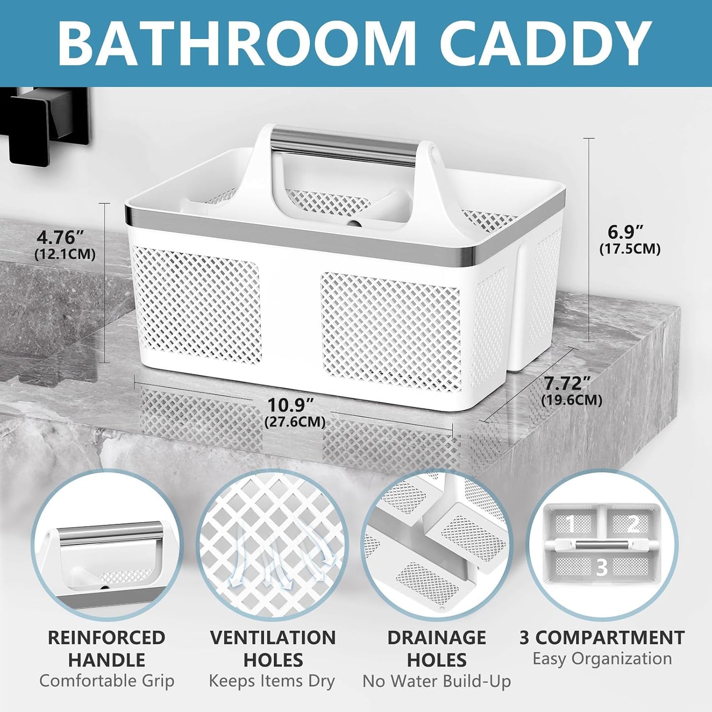 Cesta ducha plástica con asa para baño dormitorio