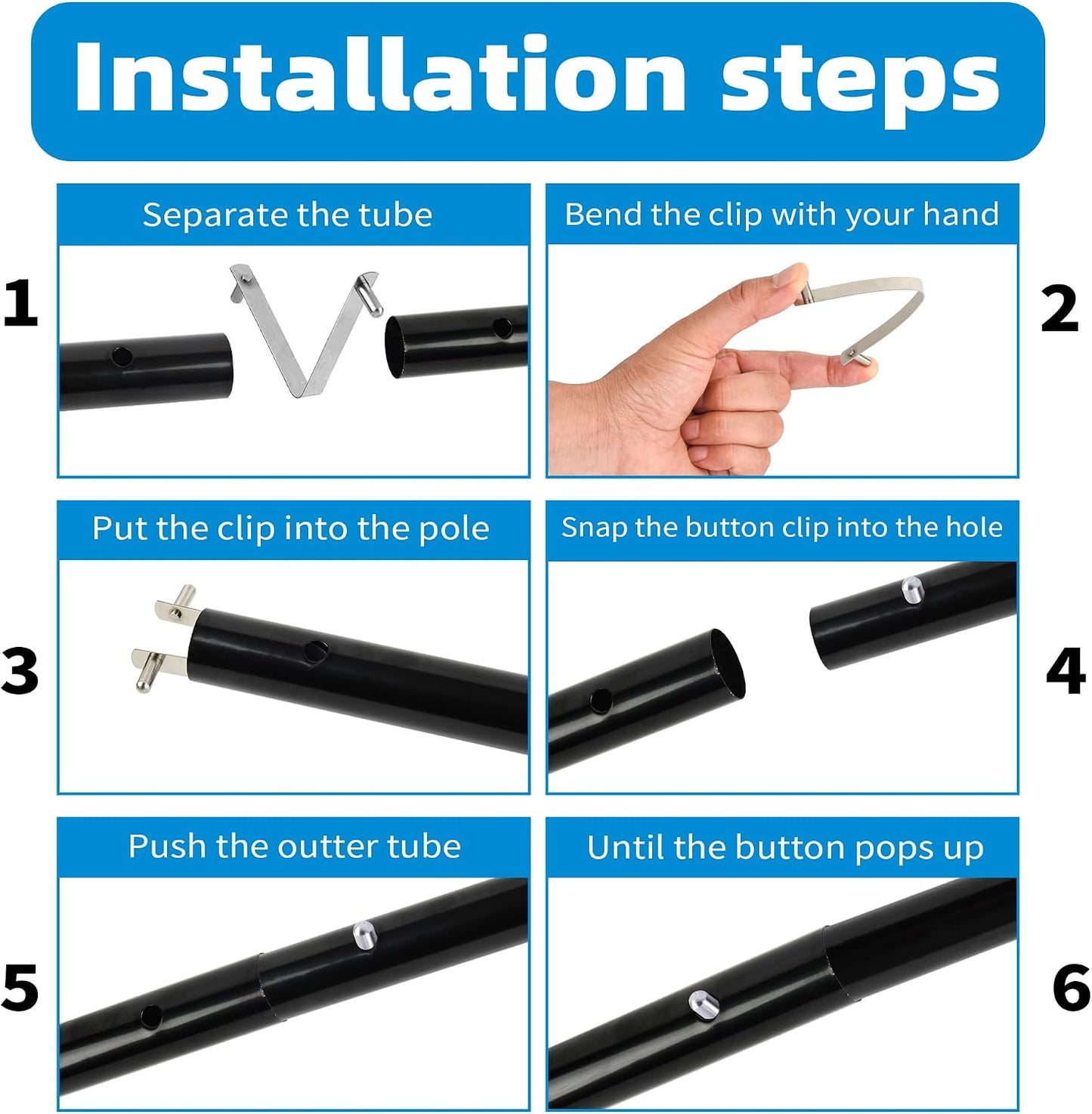 4 Clips Acero Inox para Cepillo Piscina y Spa