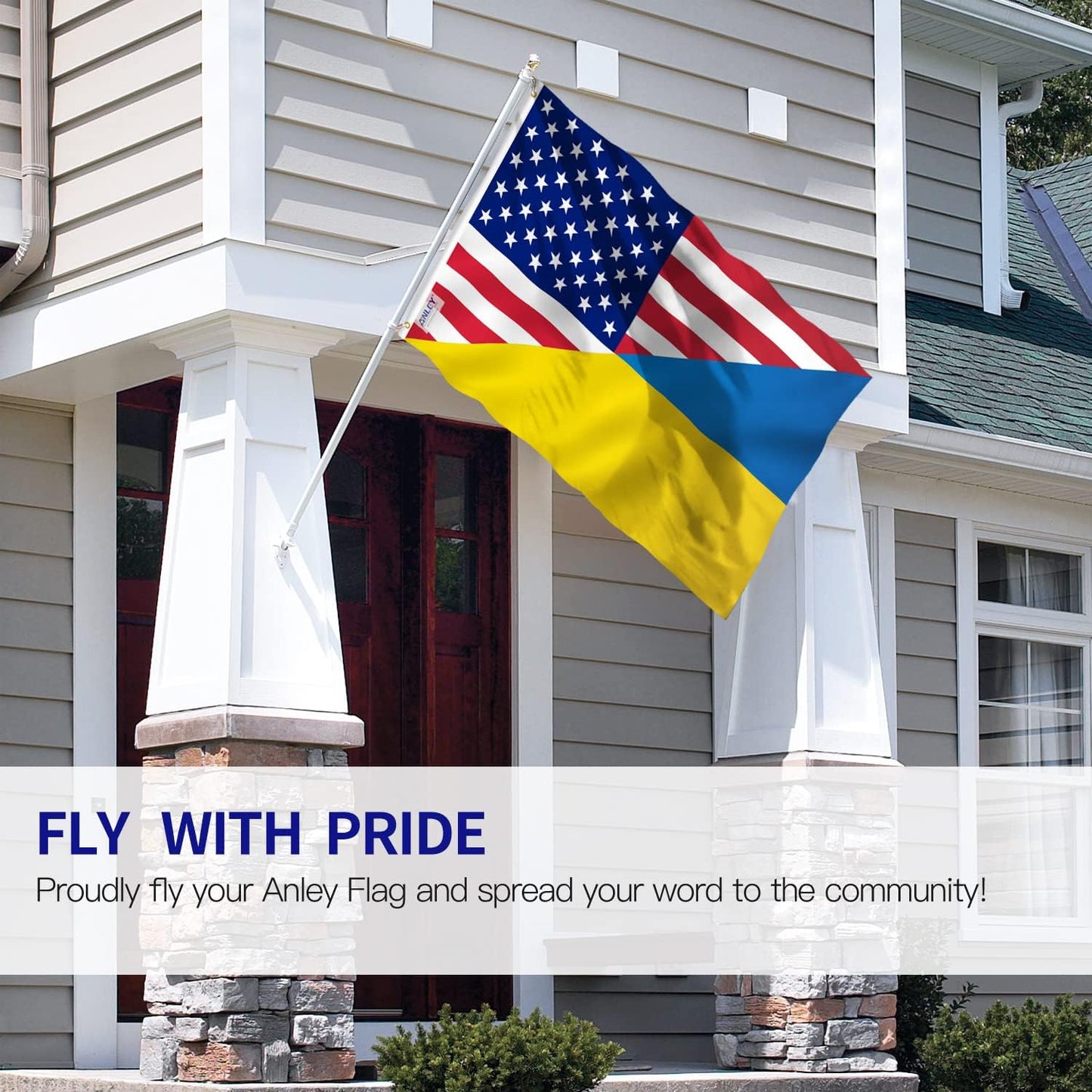 Bandera Amistad Estados Unidos Ucrania 3x5ft lona doble