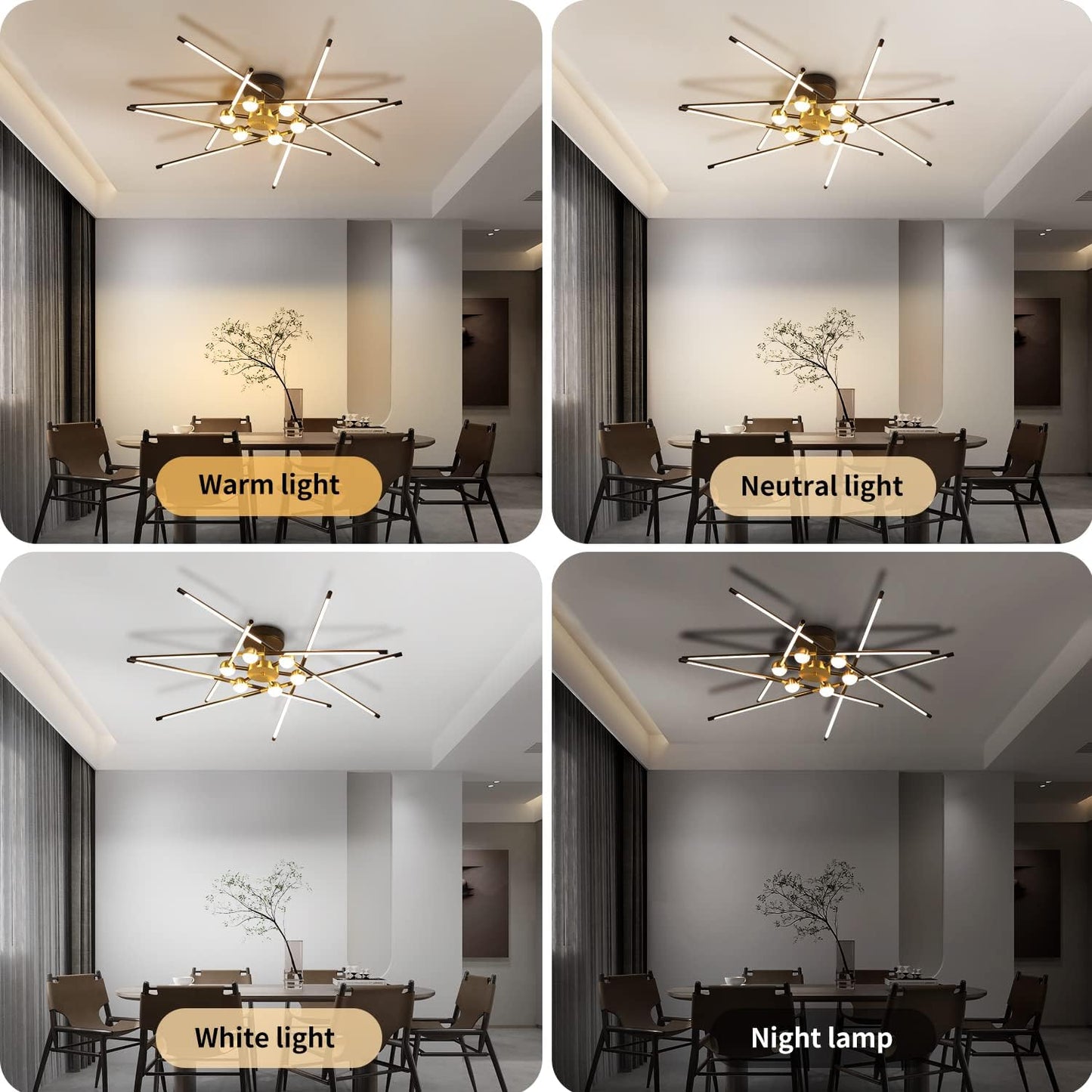 Lámpara techo LED regulable semiempotrada negra y dorada