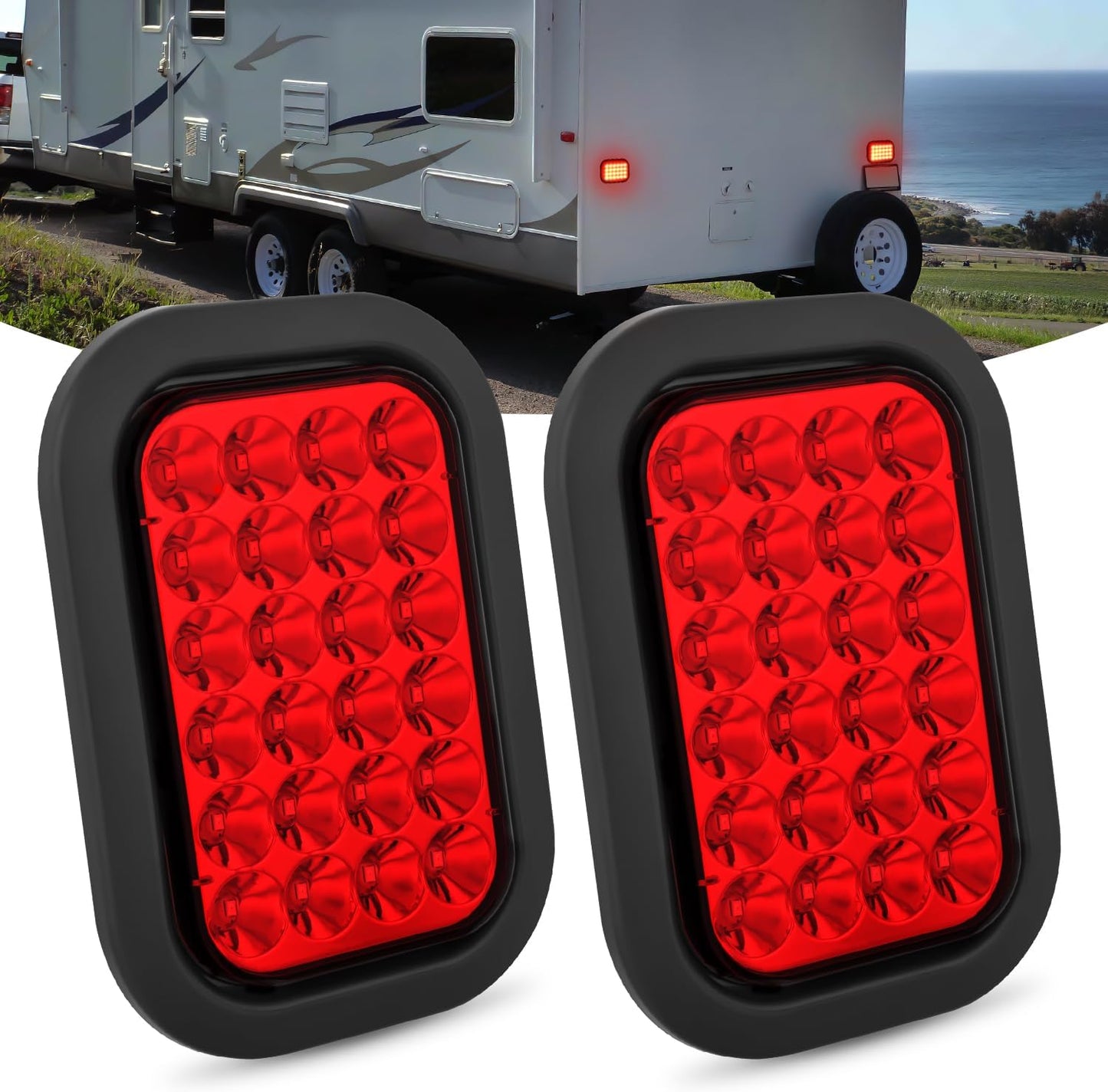 Luz trasera rectangular remolque 5x3 24LED roja IP67