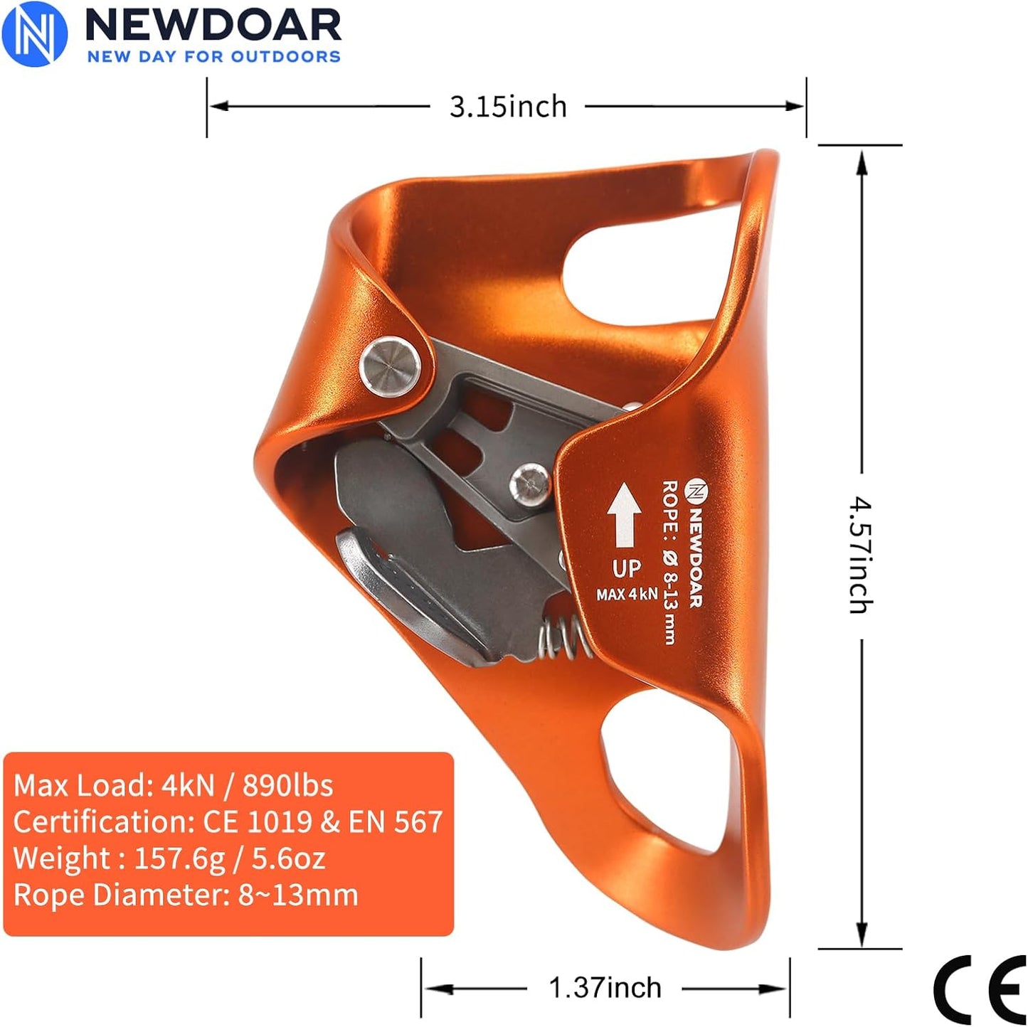 Abrazadera cuerda certificada CE para escalada 8-13mm