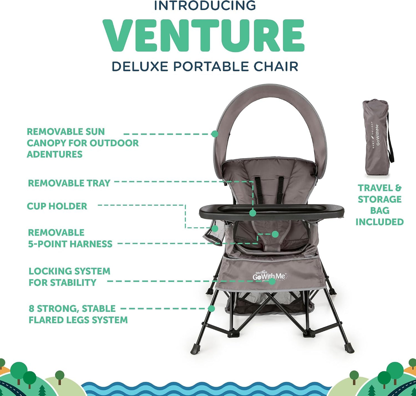 Silla portátil Go with Me Venture 3 etapas gris