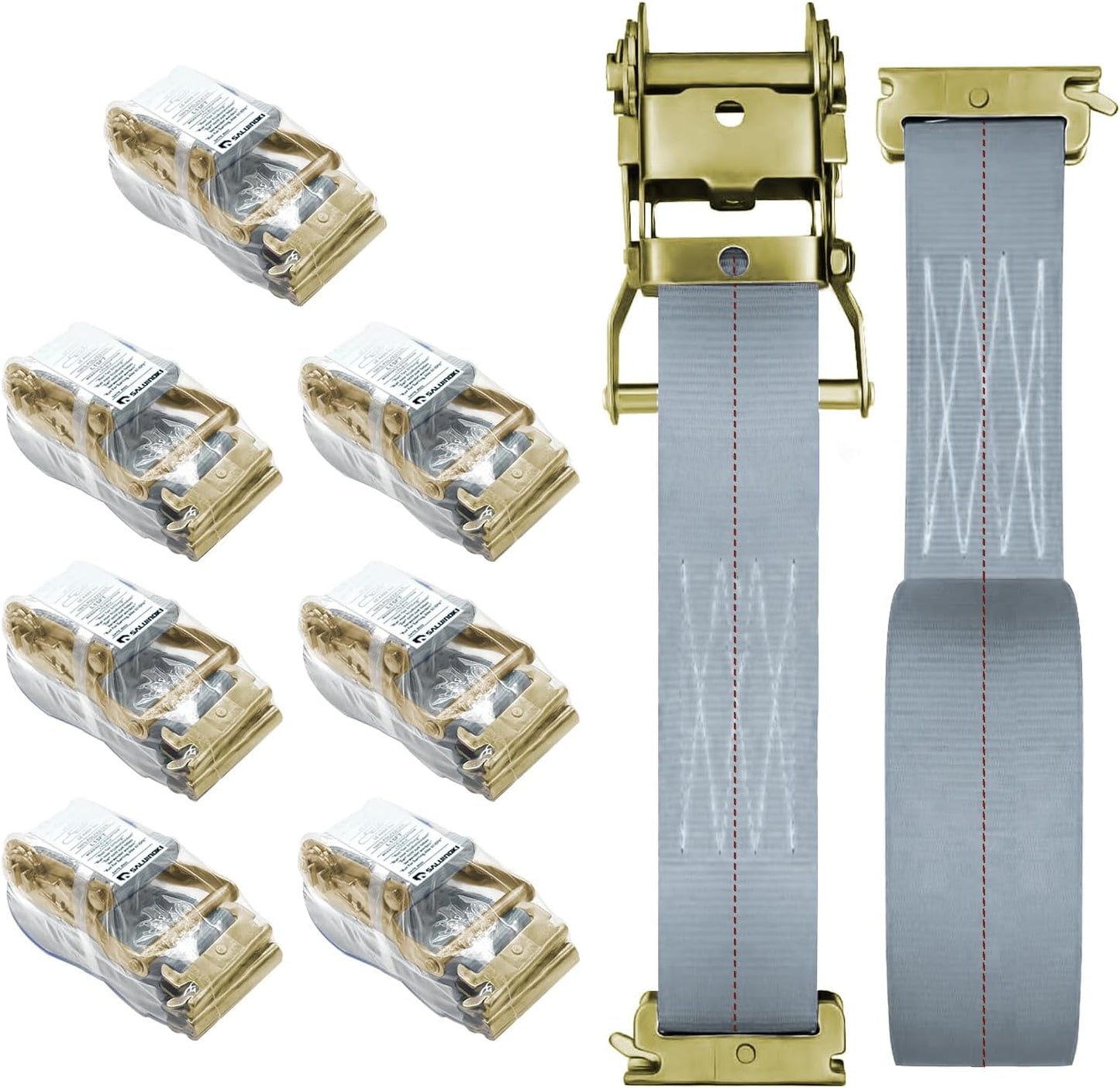 8 Correas E-Track 2x15' 4400lbs Carga Ruptura Gris