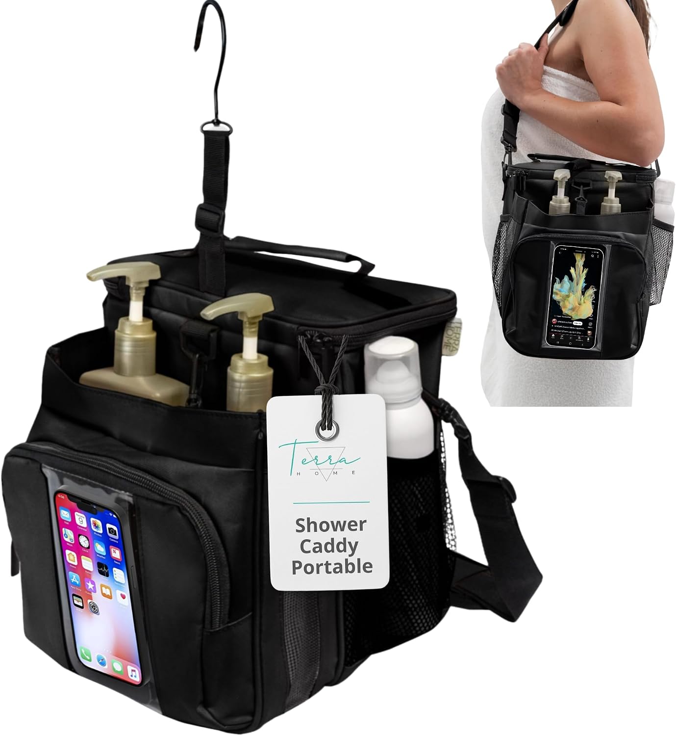 Bolsa ducha XL plegable resistente agua con correa hombro