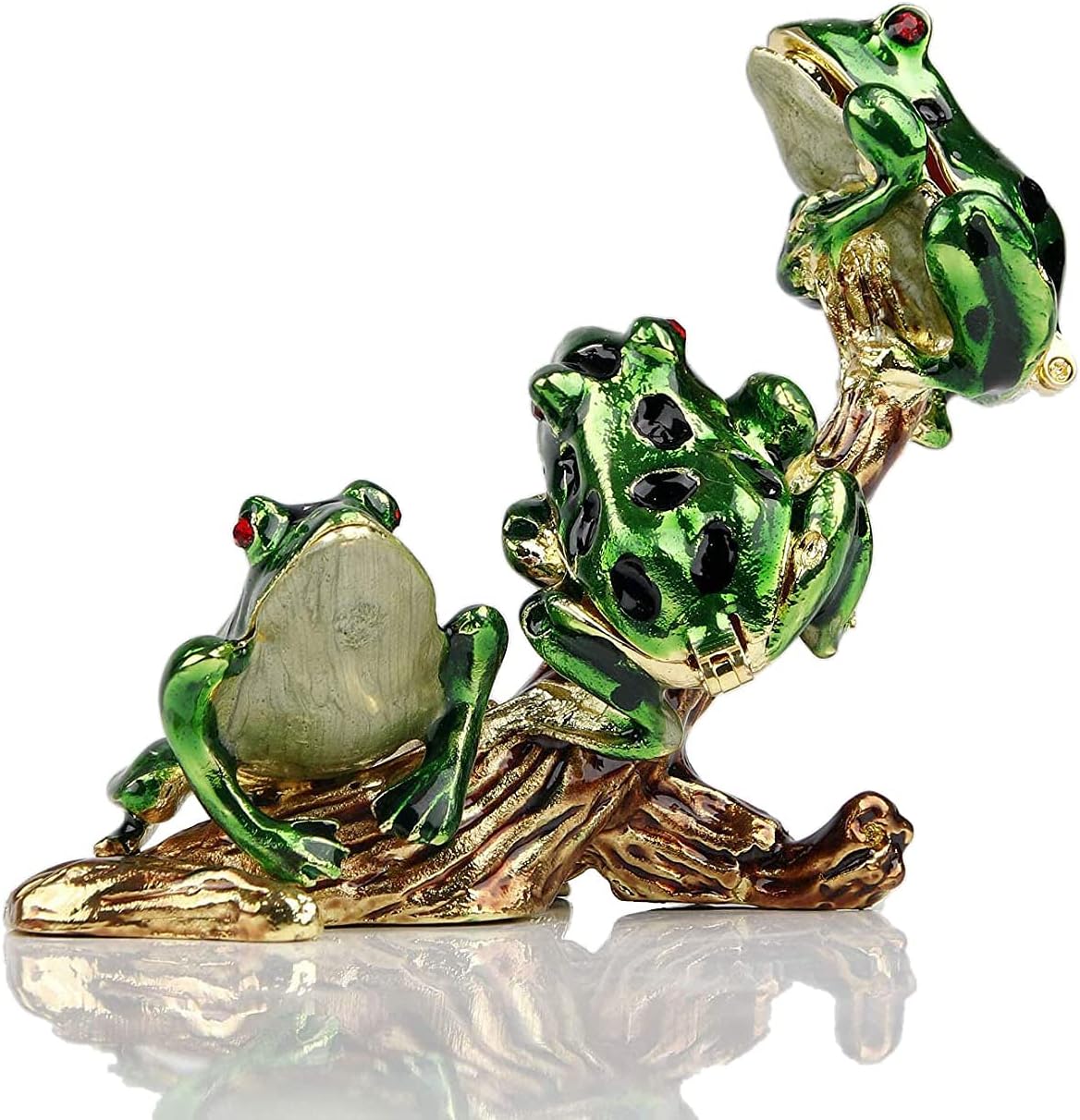3 figuras rana coleccionables joyero bisagras