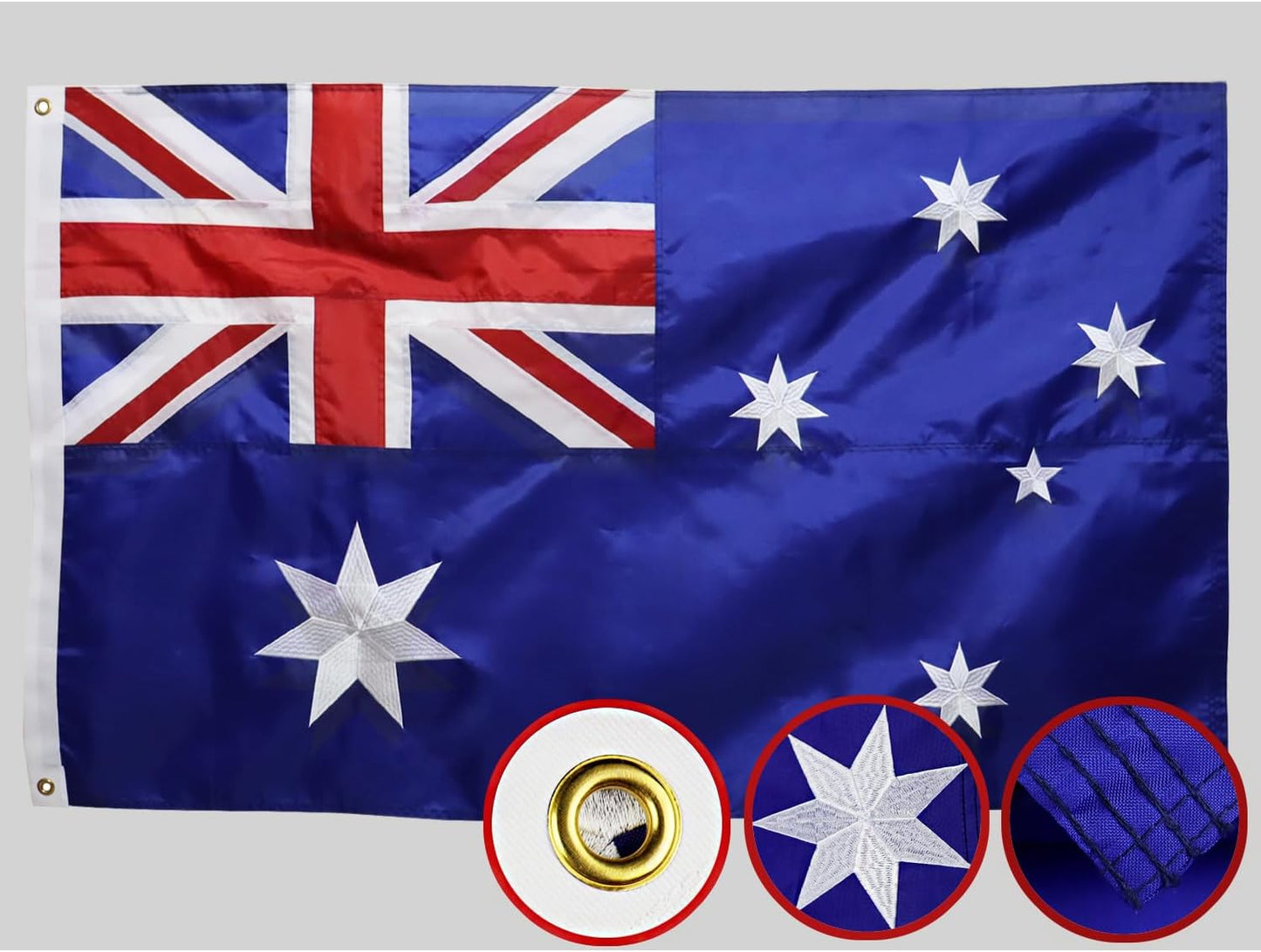 Bandera Australia doble cara 3x5 exterior estrellas bordadas