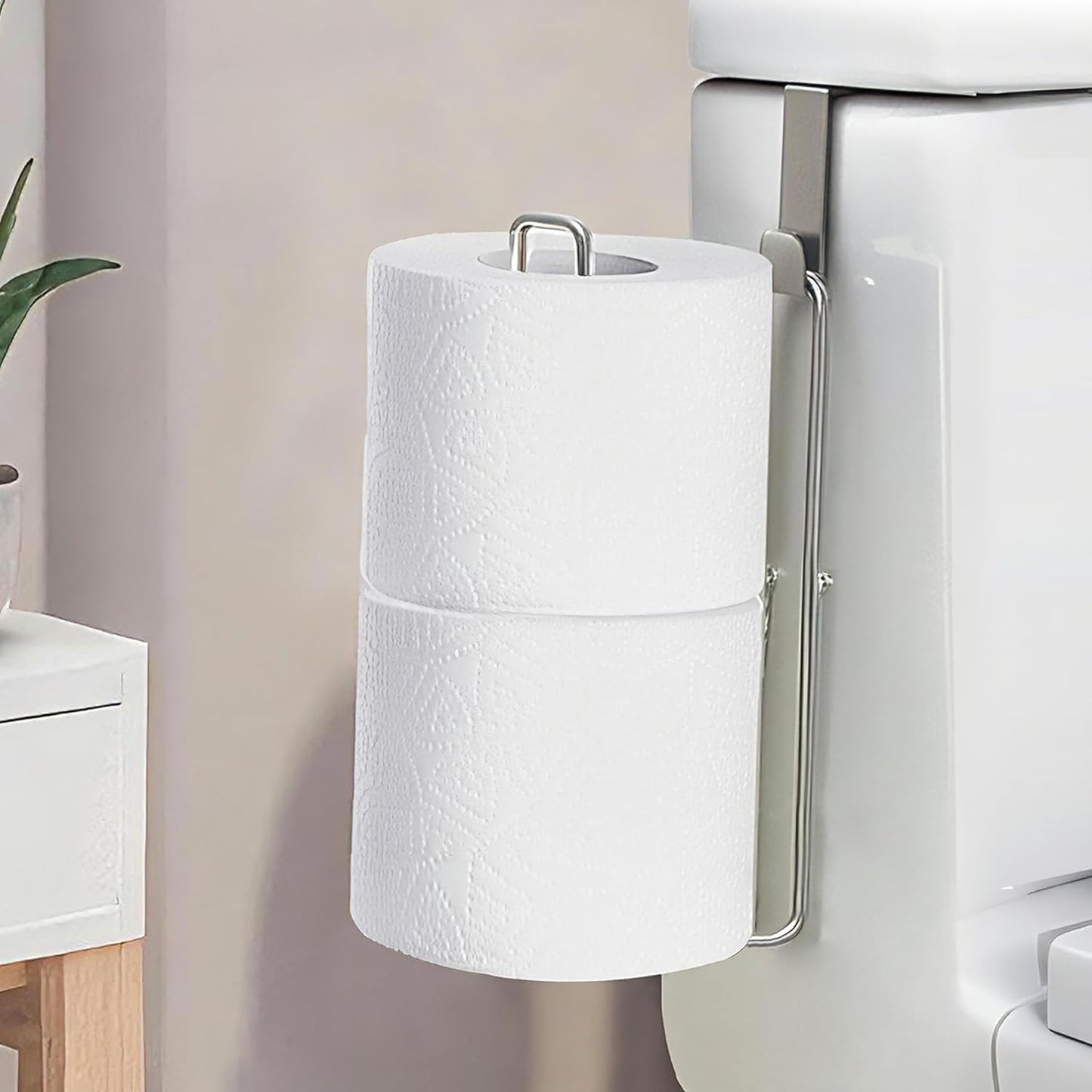 Soporte papel higiénico níquel para pared con 2 rollos