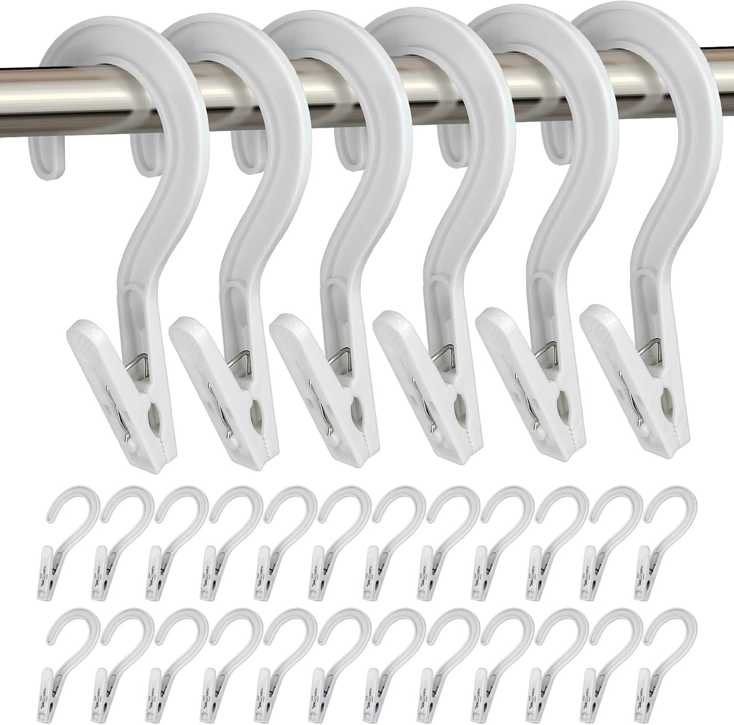 Ganchos para ropa sucia y botas plástico 24uds color blanco