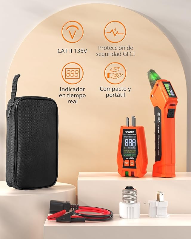 Kit probador disyuntores GFCI 90-135V con adaptadores