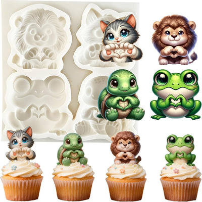 Molde silicona fondant animales decoración pastel cupcake