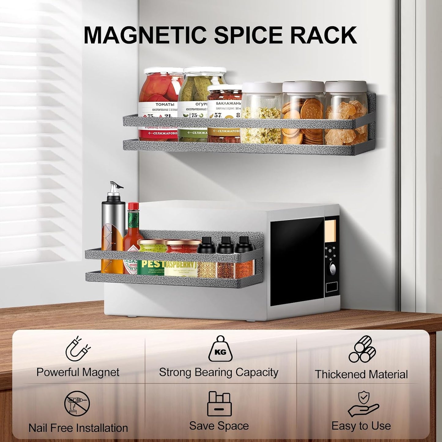 Estante magnético para especias cocina 16x4.5"
