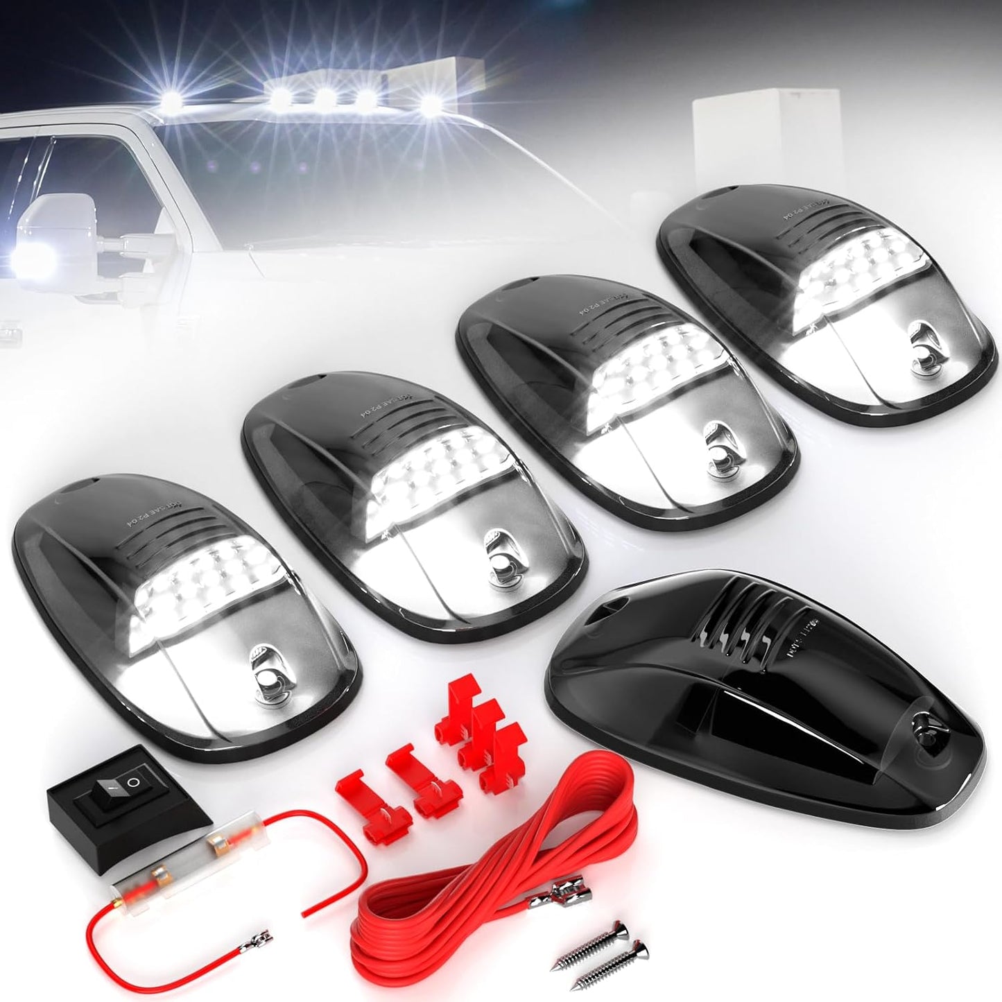 5 Luces LED Blancas Ahumadas para Techo Cabina Dodge Ram
