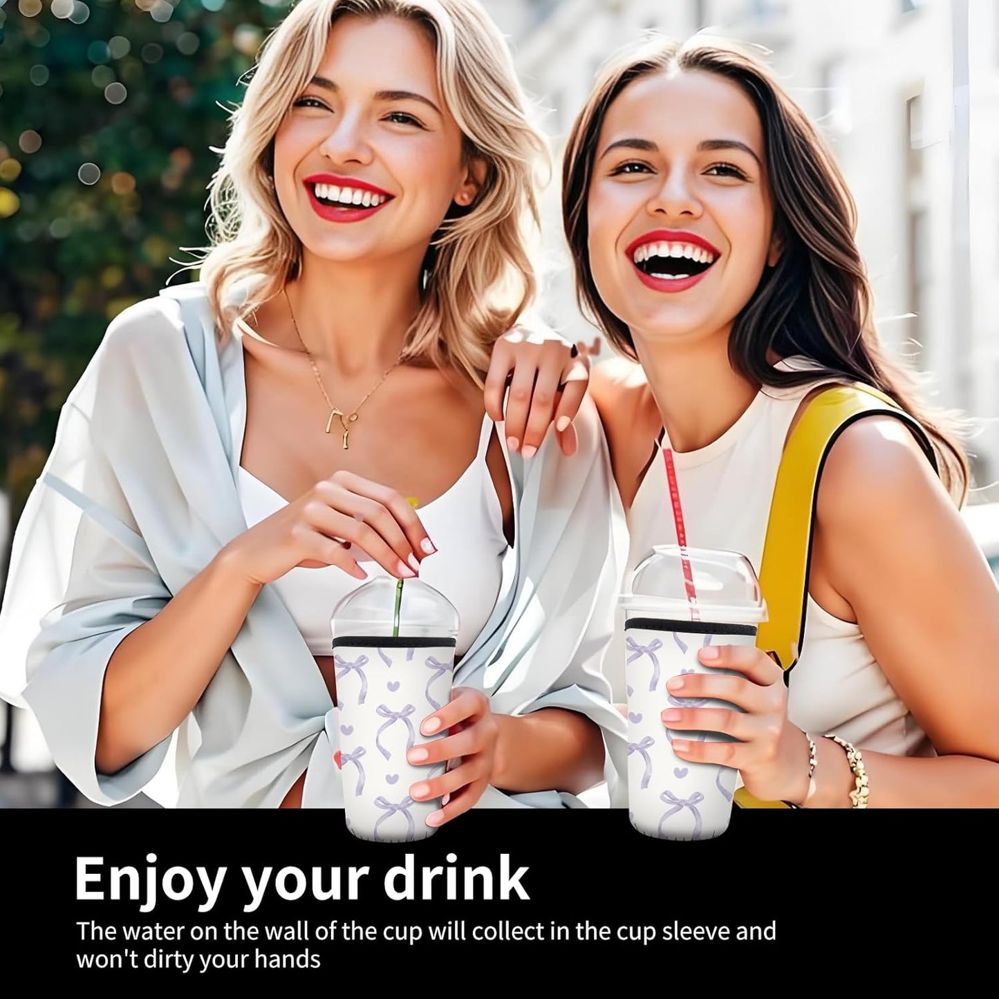 3 Pzas Funda Neopreno para Vasos Café Frío 16-32oz Purpura