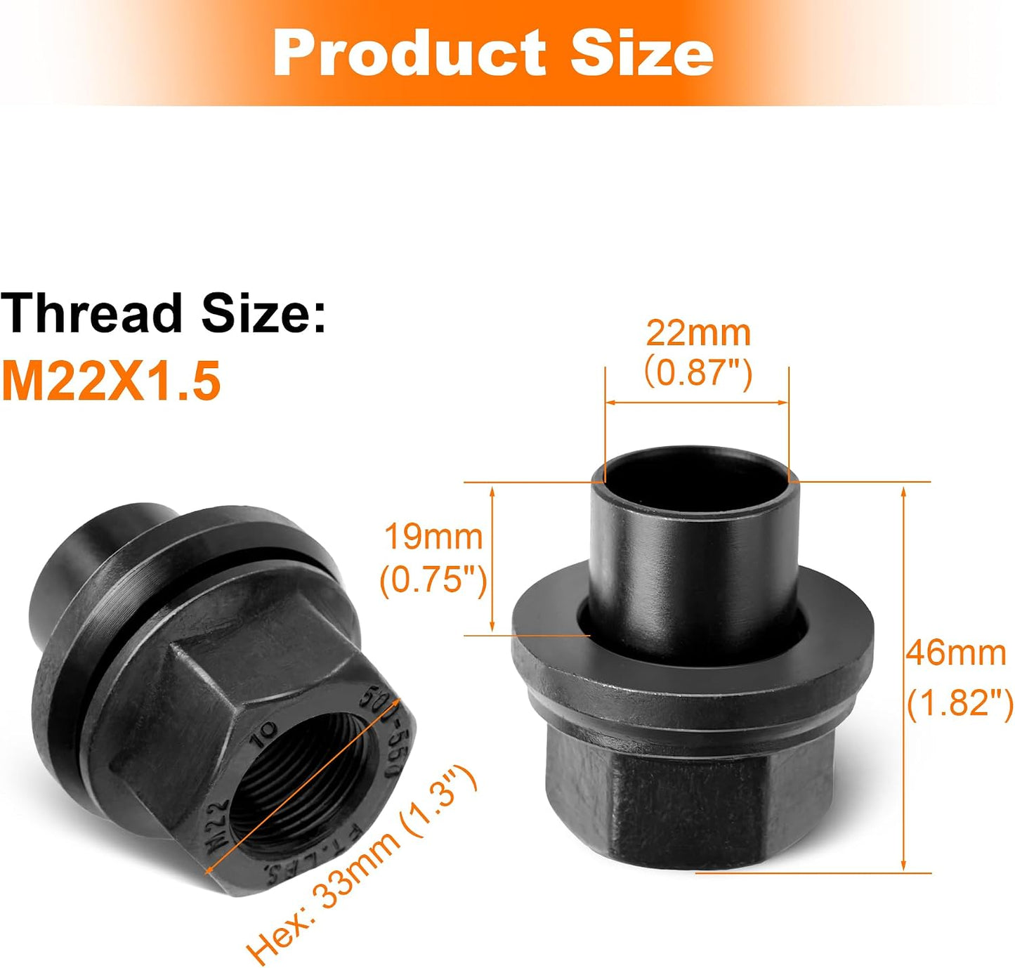 Tuercas rueda M22x1.5 19mm para camiones y semirremolques