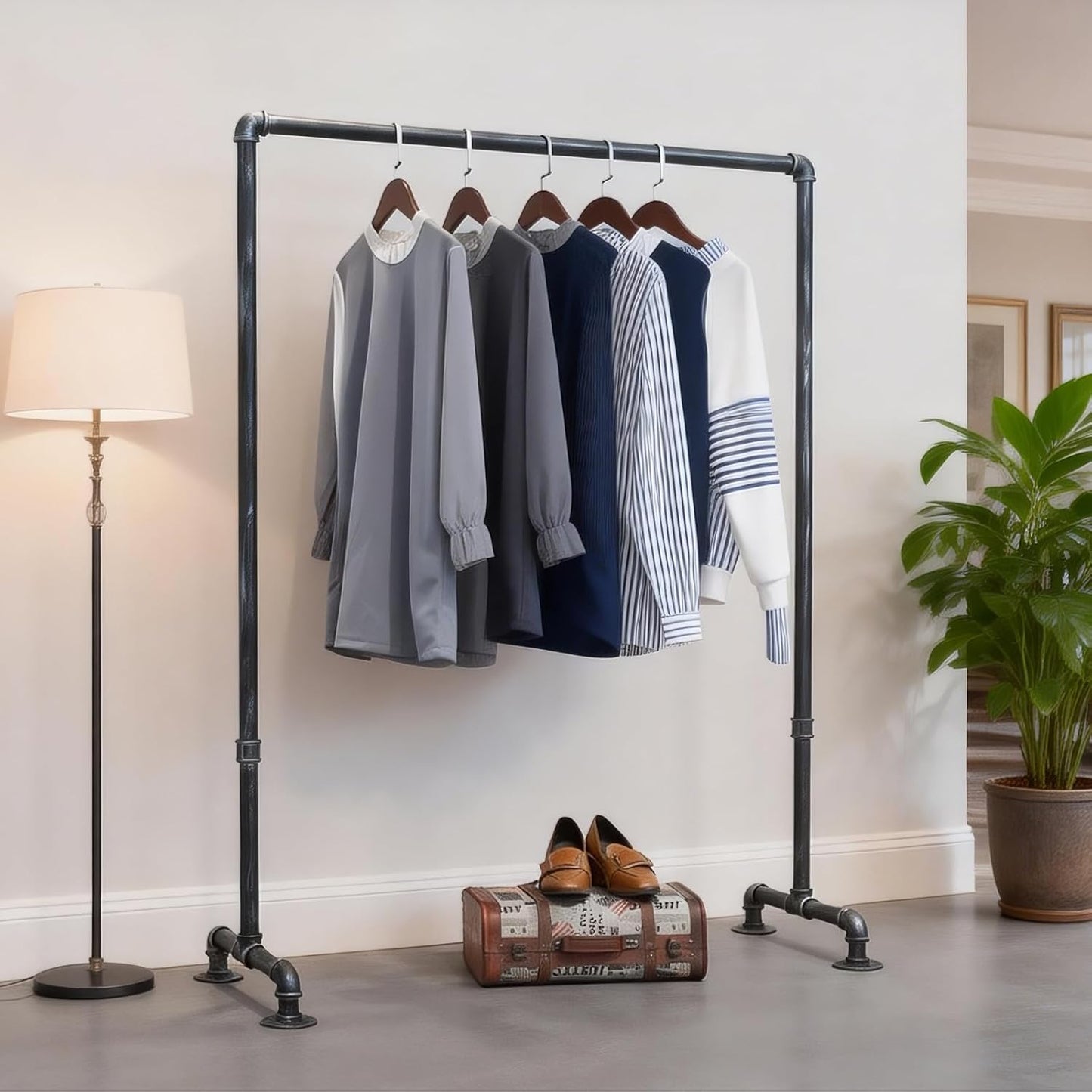 Estante industrial para ropa tubo 59" metal resistente