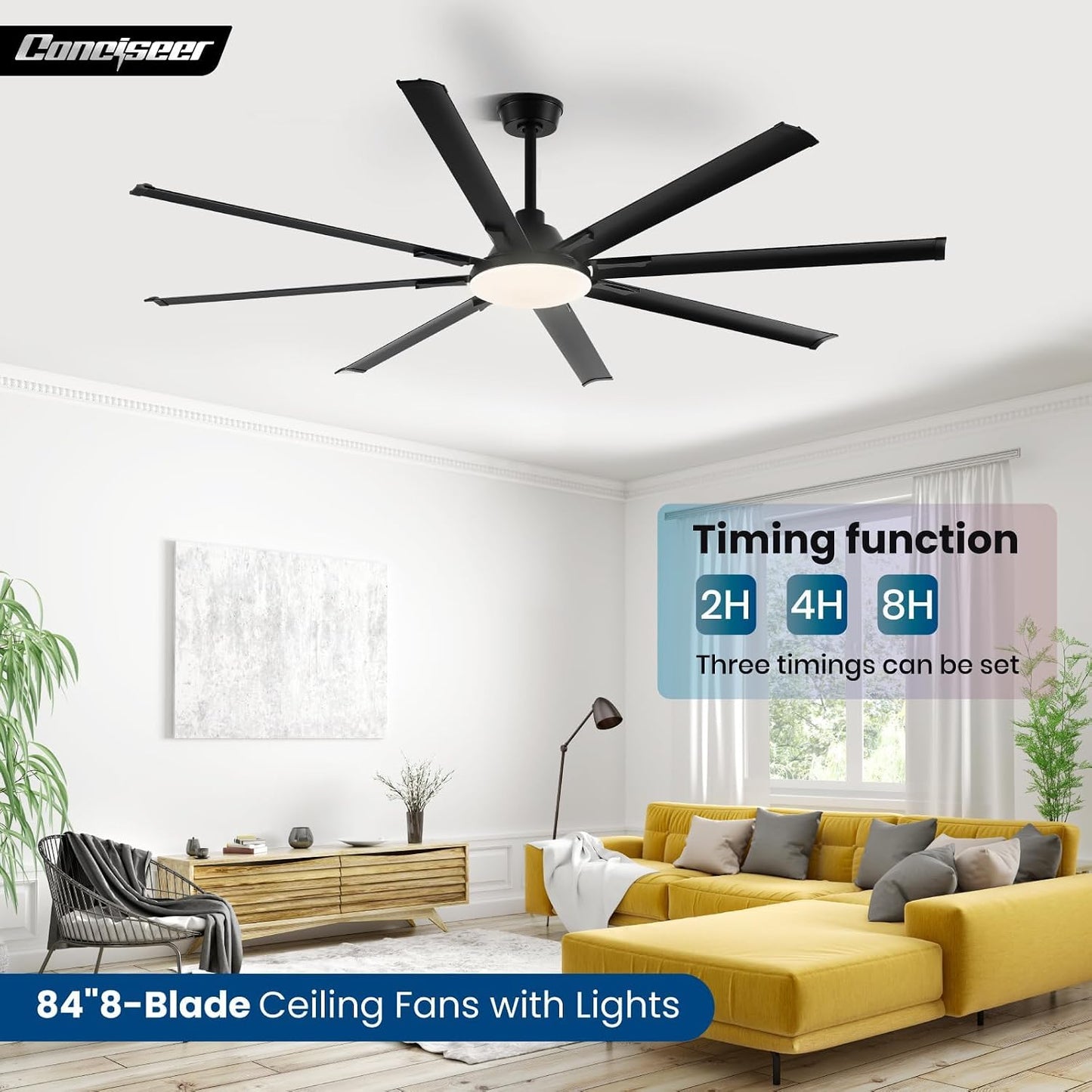 Ventilador techo 84pulg con luz control remoto 36W 3CCT