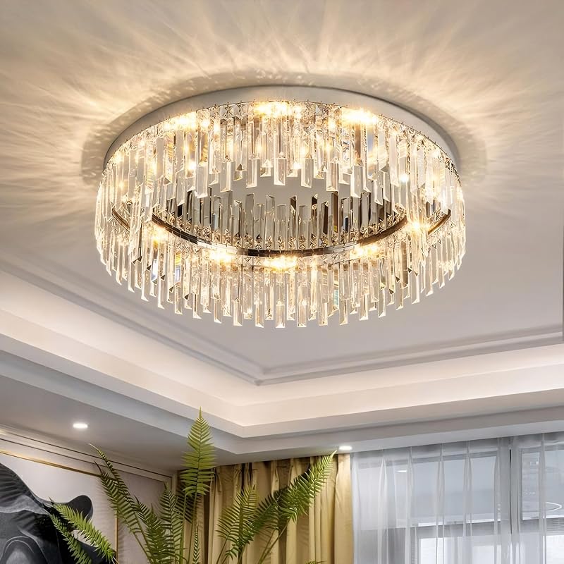 Candelabro moderno techo cristal 24pulg sala comedor