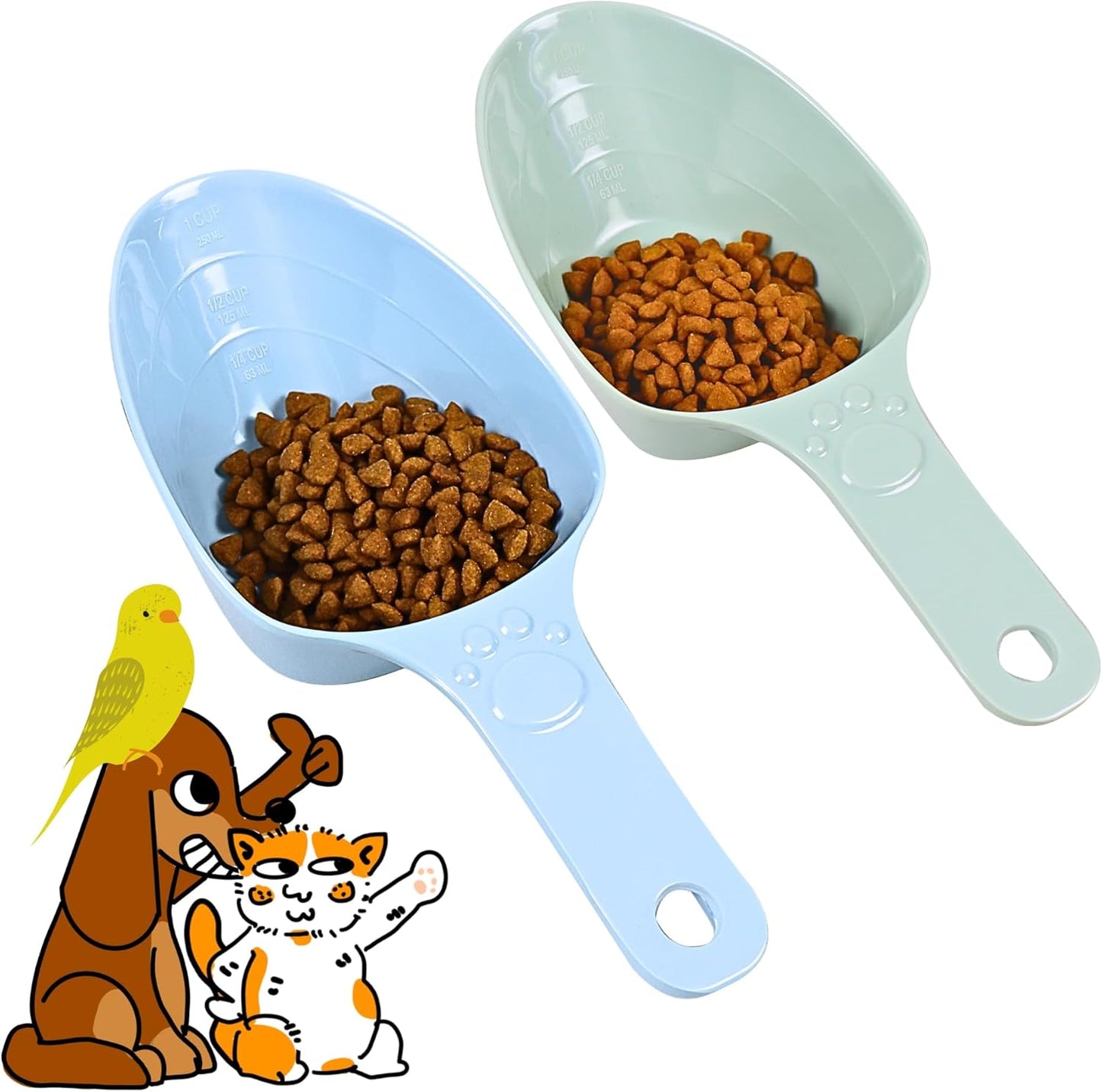 Cuchara medidora melamina perro 1/2 y 1/4 taza