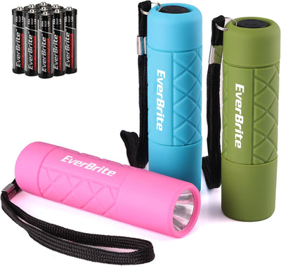 3 Pzas Linterna LED Rosa Verde Azul Con Cordón Campamento