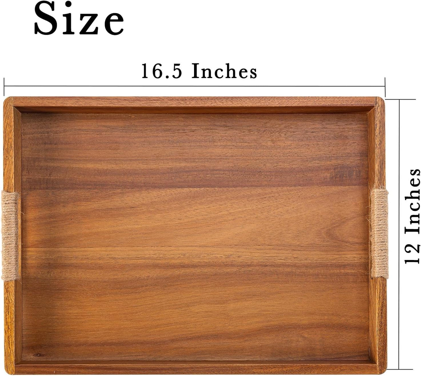Bandeja acacia 16.5x12pulg asas para comida y decoración