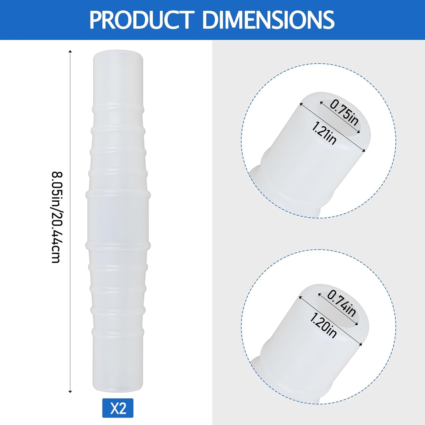 Acoplador manguera piscina 1-1/4 y 1-1/2 pulg