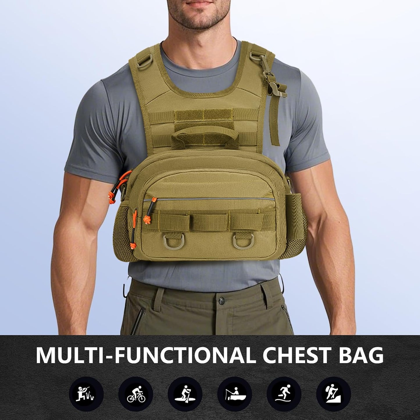Bolsa táctica para pecho correr con correa ajustable