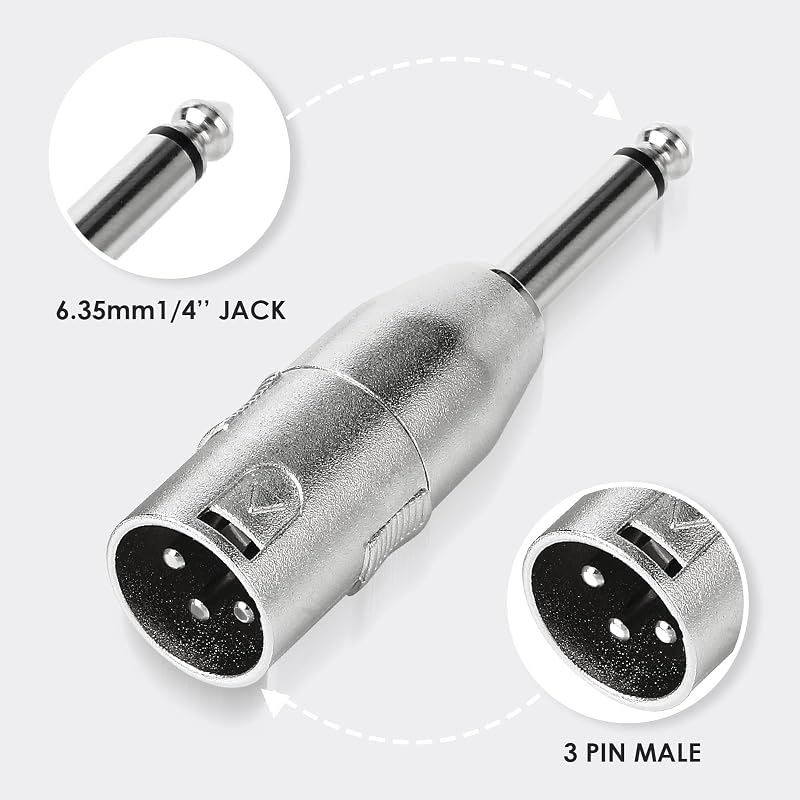 4 Adaptadores XLR macho a TRS 1/4 pulg plateado