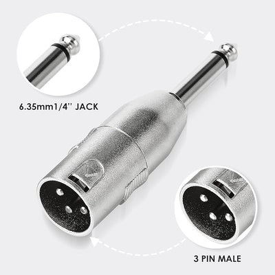 4 Adaptadores XLR macho a TRS 1/4 pulg plateado