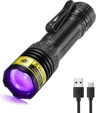 Linterna UV LED recargable para manchas orina y escorpiones