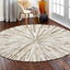 Alfombra piel vaca rayas circulares beige 6x6