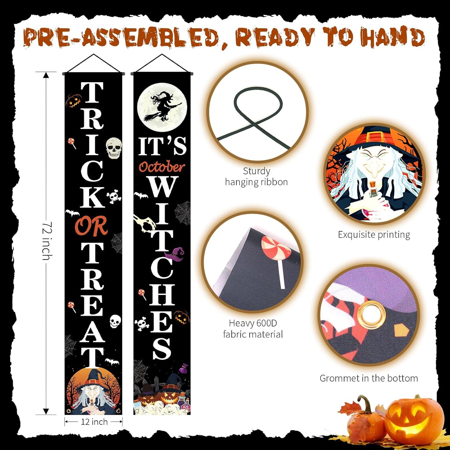 Cartel puerta Halloween 70pulg reutilizable interior y exterior