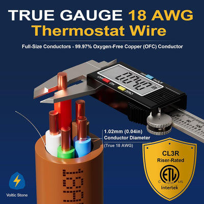 Cable termostato HVAC 18 AWG 5 conductores OFC cobre sólido