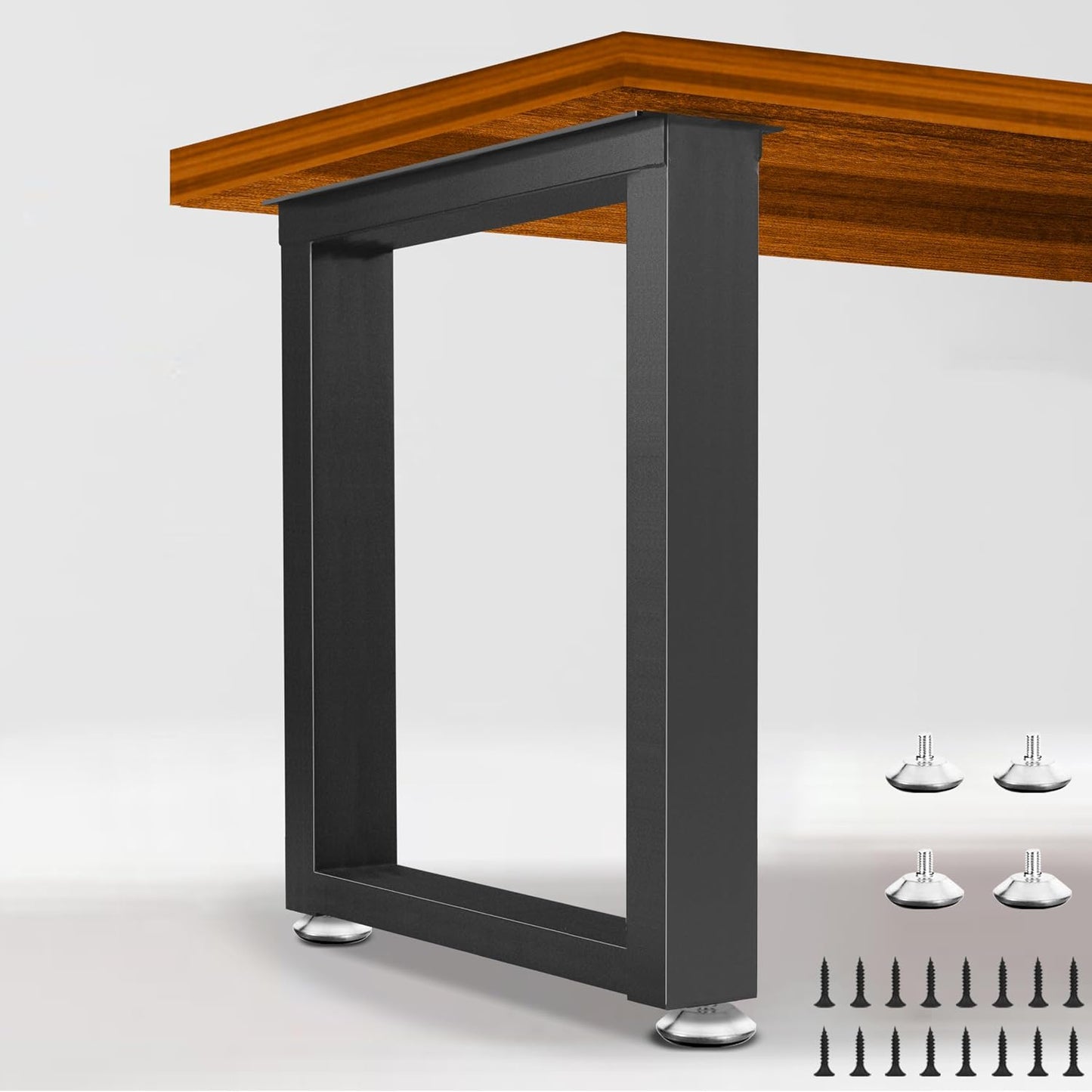 Patas mesa metal 28x24 pulg negras set 2 con protectores