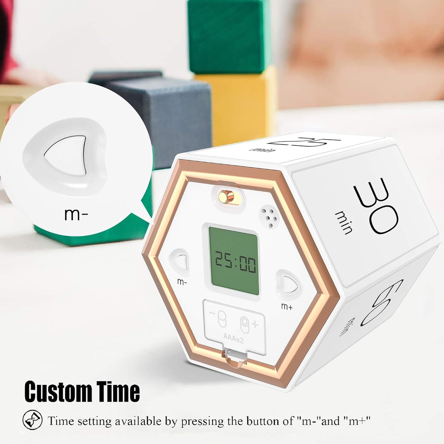 Temporizador cocina hexagonal LCD con succión magnética