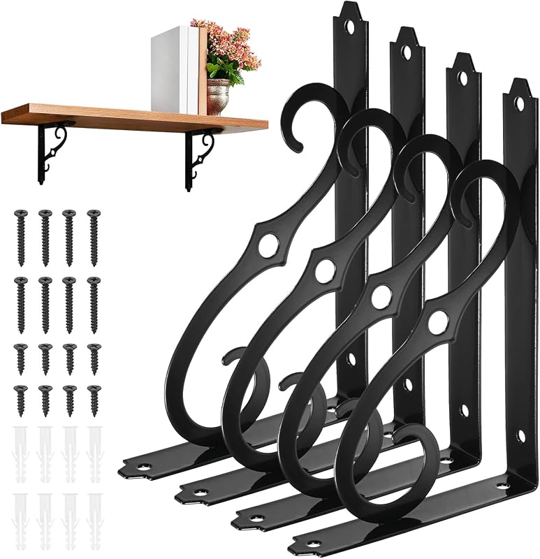 4 Soportes para estantes 8pulg forma L hierro 120lb