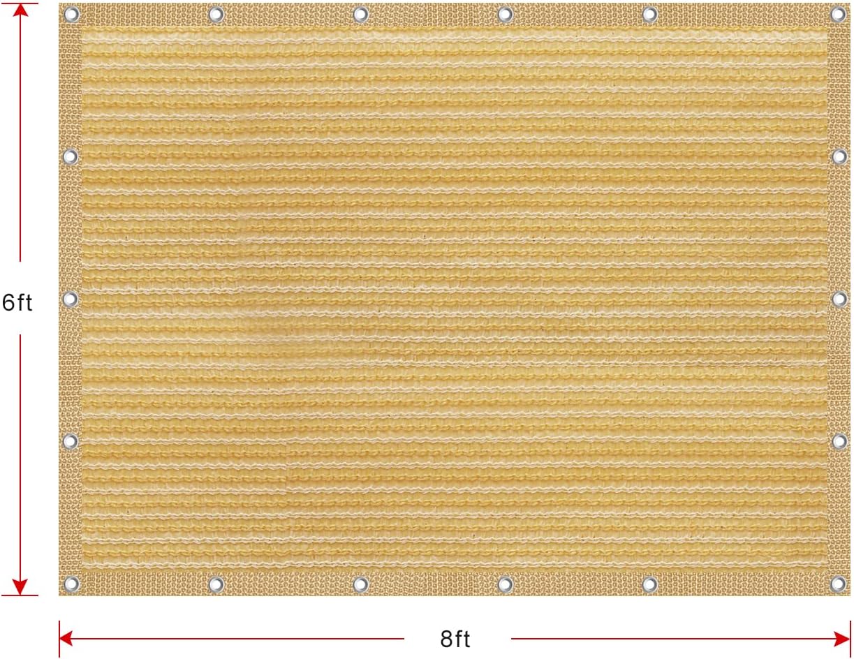 Paño toldo 6x8ft con ojales 90% sombra trigo 12 bolas elásticas