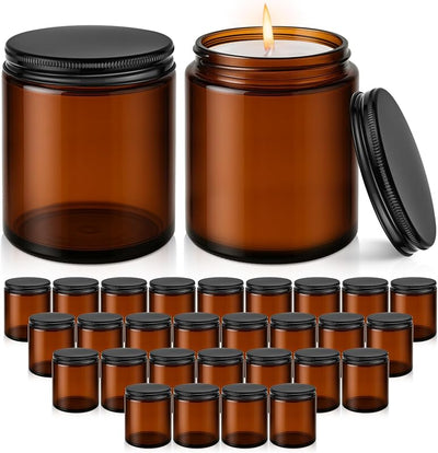 30 Tarros Vidrio 8oz con Tapas para Velas y Cosméticos