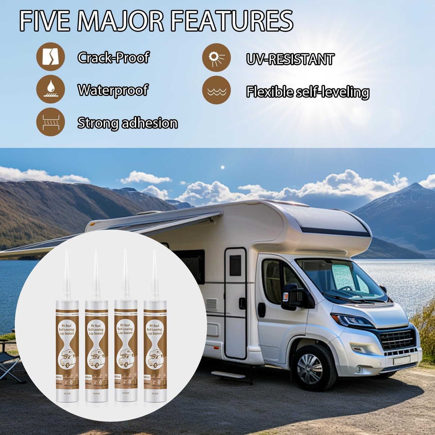 Sellador techo autocaravana autonivelante 4 pzas blanco