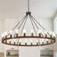 Candelabro madera 48" 24 luces redondas para techo alto