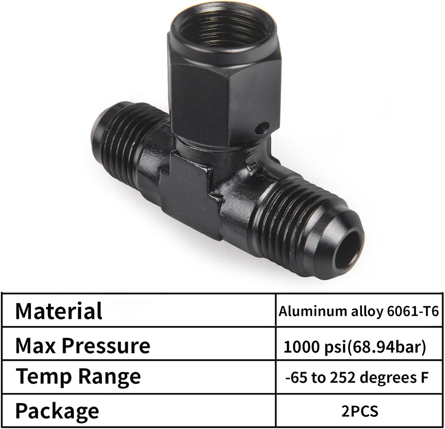 Adaptador T macho 6AN con hembra AN6 giratorio aluminio 2 pzas