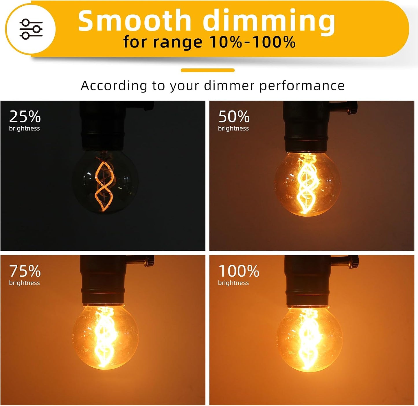 Bombilla LED ámbar E26 regulable equivalente 25W 3W G16.5/G50