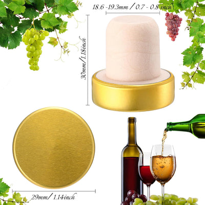 Tapones corcho forma T para vino cerveza 72 pzas dorado
