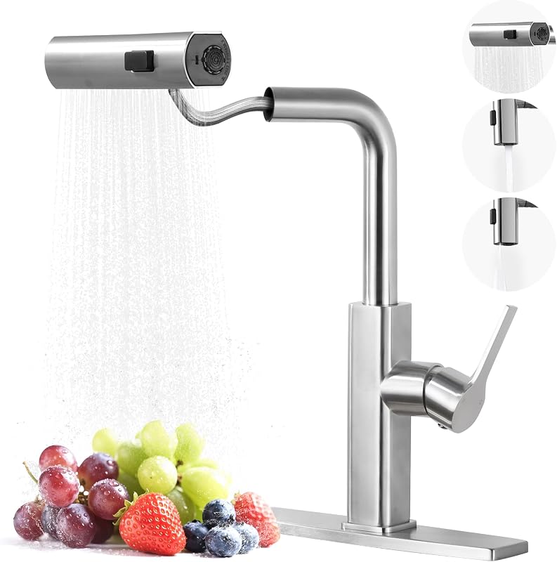 Grifo cocina con rociador 3 funciones un solo orificio
